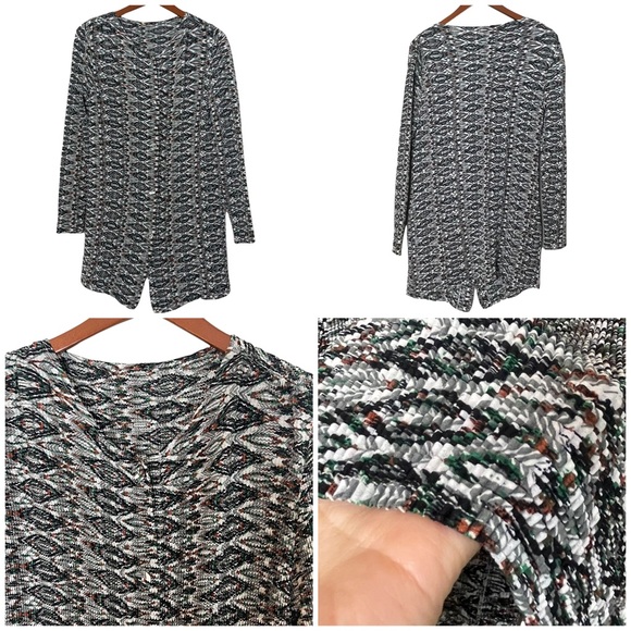 Plisse Crinkled Stretchy Multicolor Button Up Jacket Blazer Size M Long Sleeve - Picture 1 of 7